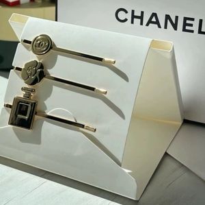 New Authentic CHANEL Hair Pins 3Pcs Set Beauty Gift Coco Logo Hair Bobby…